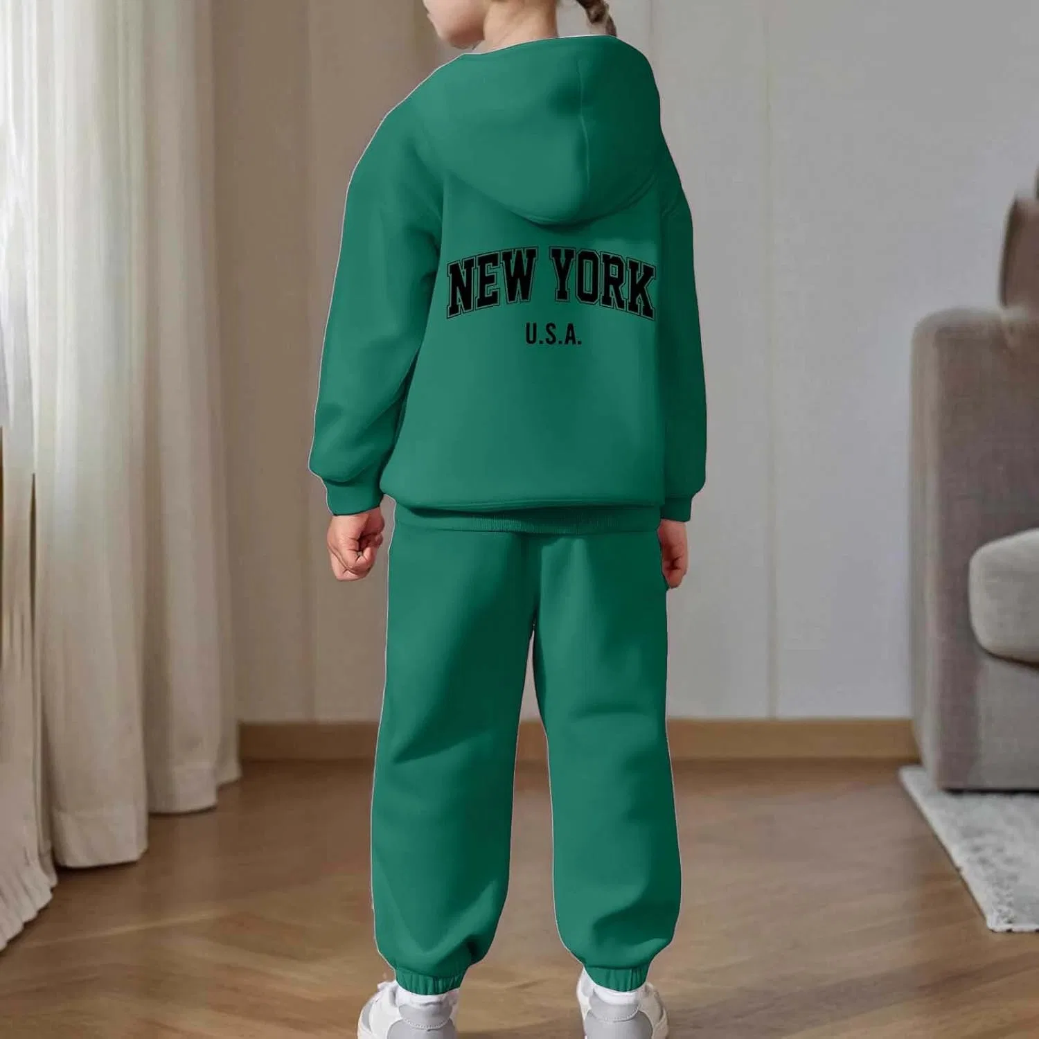 Детский спортивный костюм с принтом Brooklyn, Z02 Dark Green — фото 2