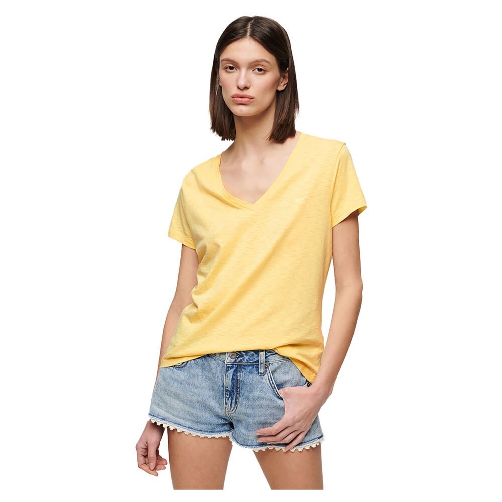

Футболка Superdry Studios Slub Embroidered Vee Short Sleeve V Neck, желтый