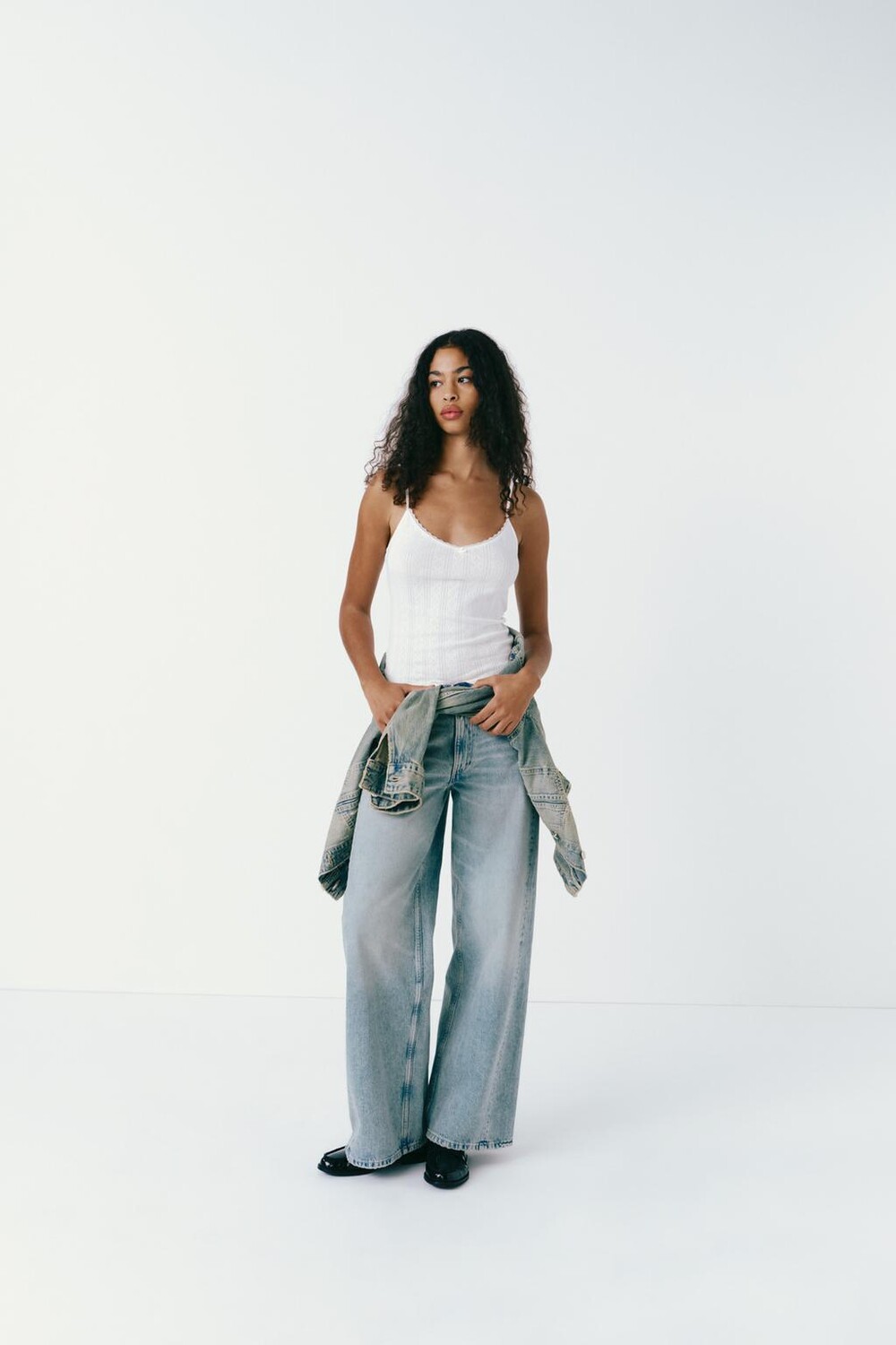 

Джинсы trf с широкой посадкой средней посадки ZARA, синий