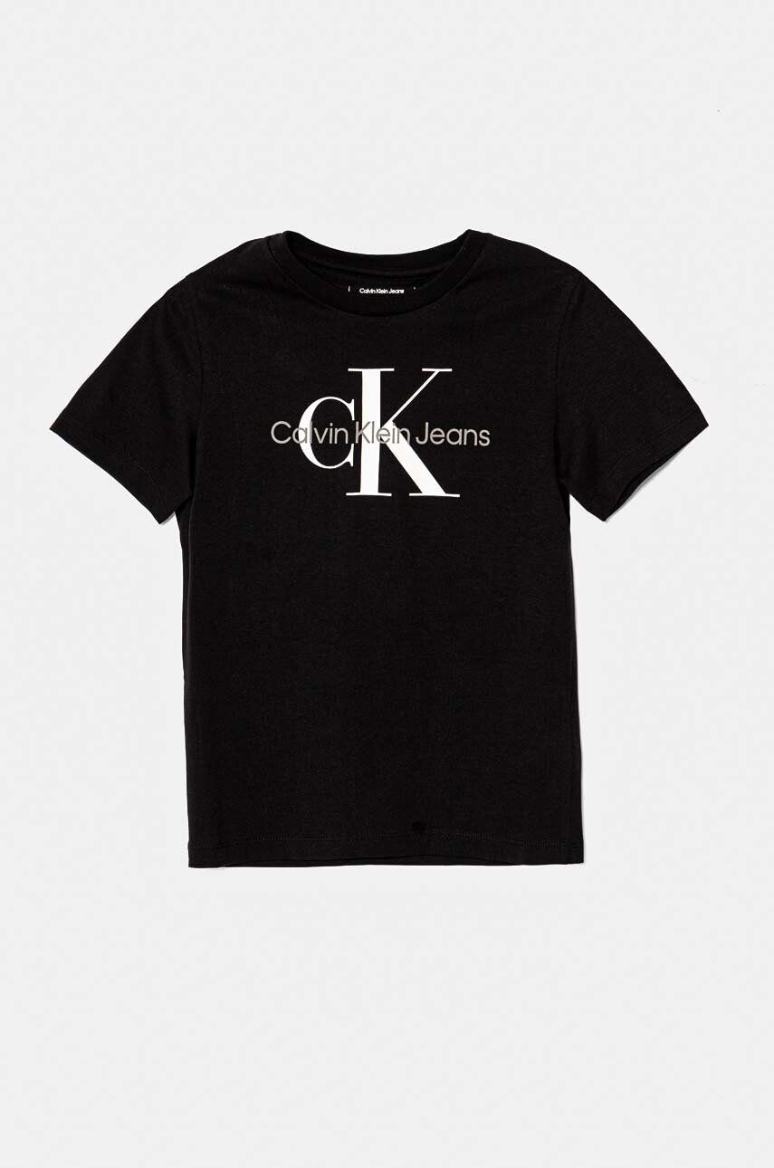 

Детская хлопковая футболка Calvin Klein Jeans, черный