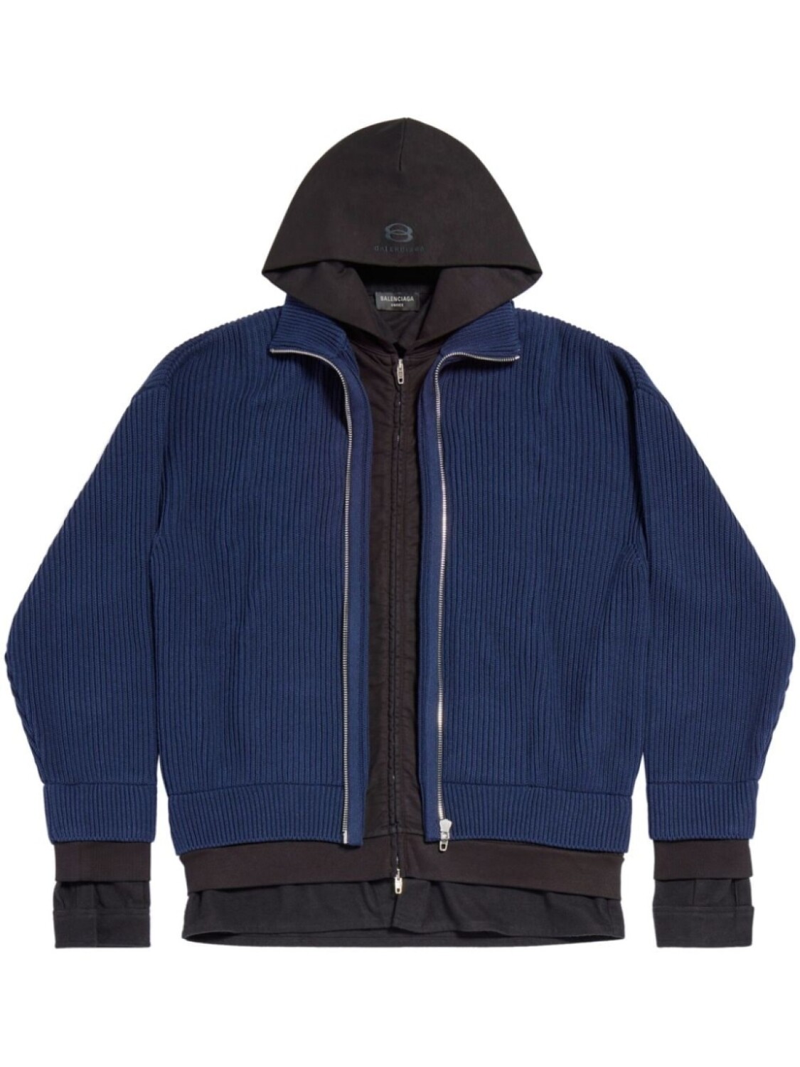 

Balenciaga многослойное худи на молнии, синий