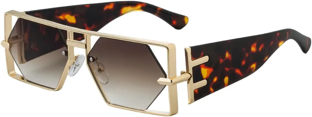 

Мужские квадратные металлические солнцезащитные очки в стиле ретро с полой оправой и защитой от УФ-излучения для вождения и активного отдыха на природе GJKTFNJIF, 3