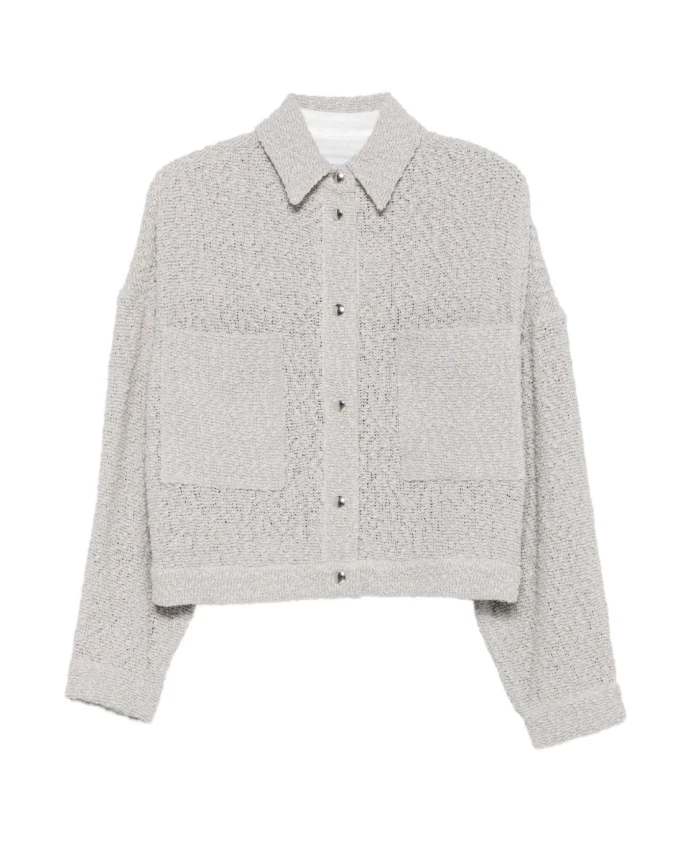 

Структурированный серый жакет с воротником и длинными рукавами. Iro, серый