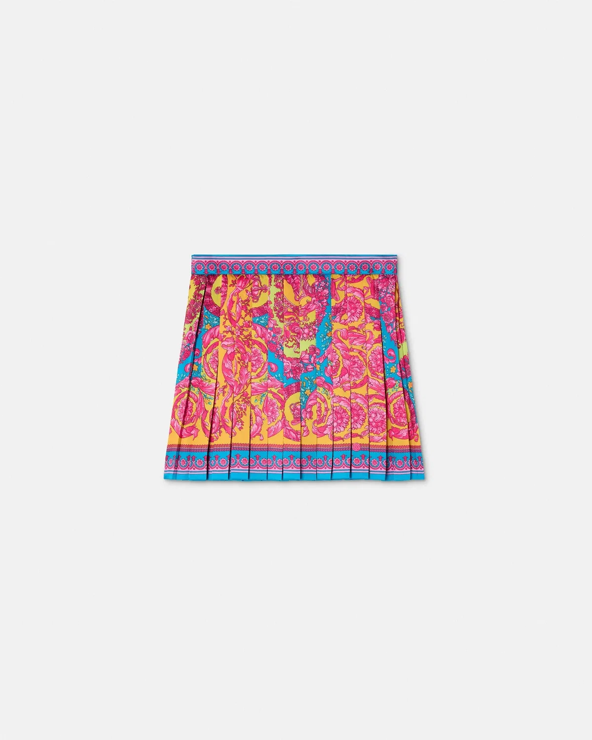 Детская плиссированная юбка из твила с принтом VERSACE, мультиколор — фото 3