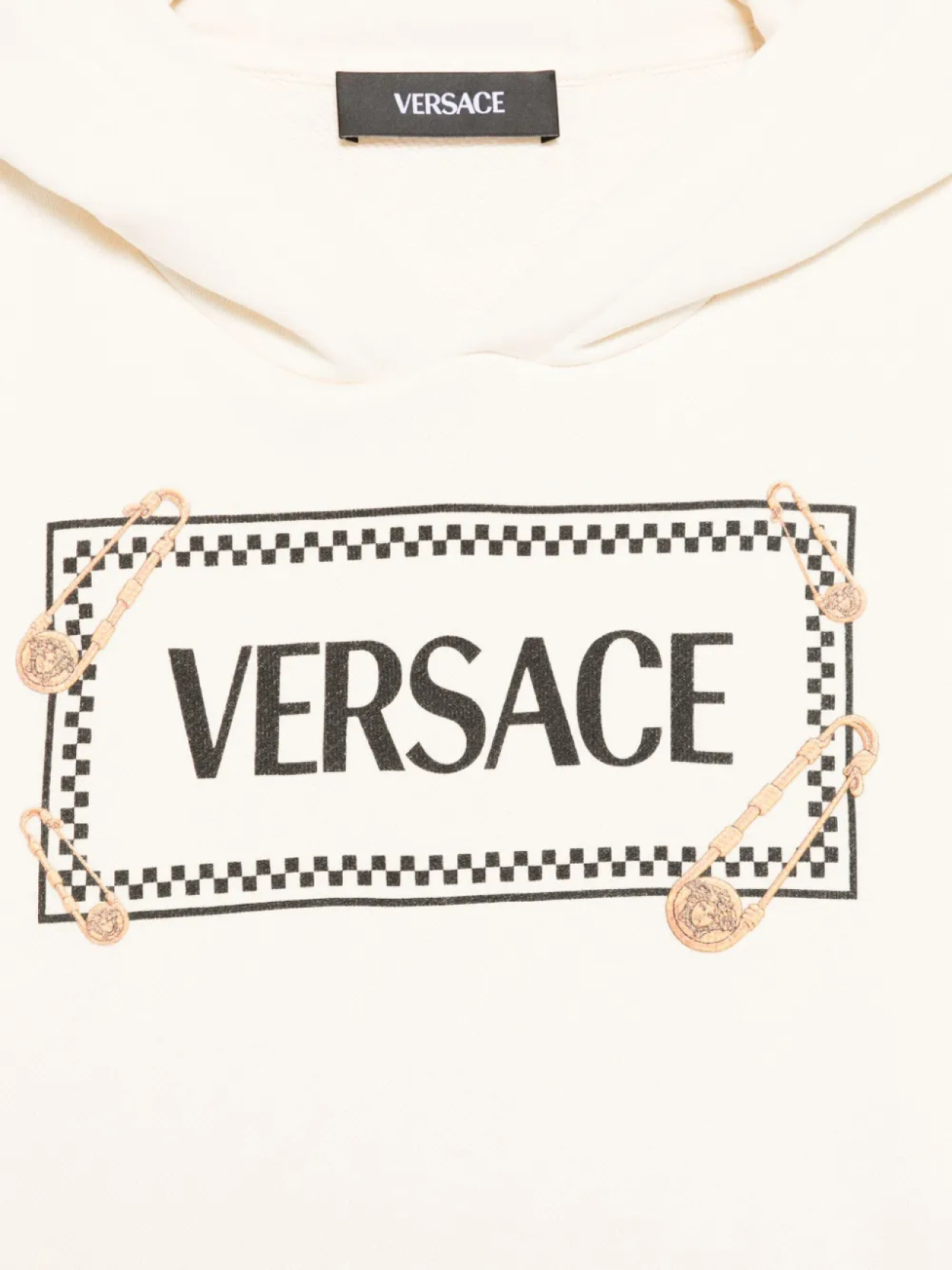 Толстовка с капюшоном Versace Kids с логотипом в виде английской булавки, нейтральный — фото 3