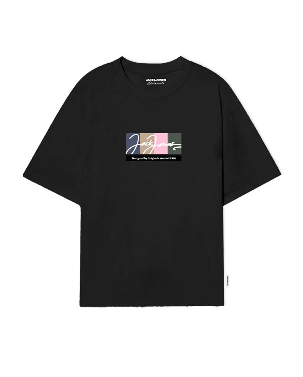 

Мужская футболка с короткими рукавами и трафаретным логотипом сбоку Jack & Jones, черный