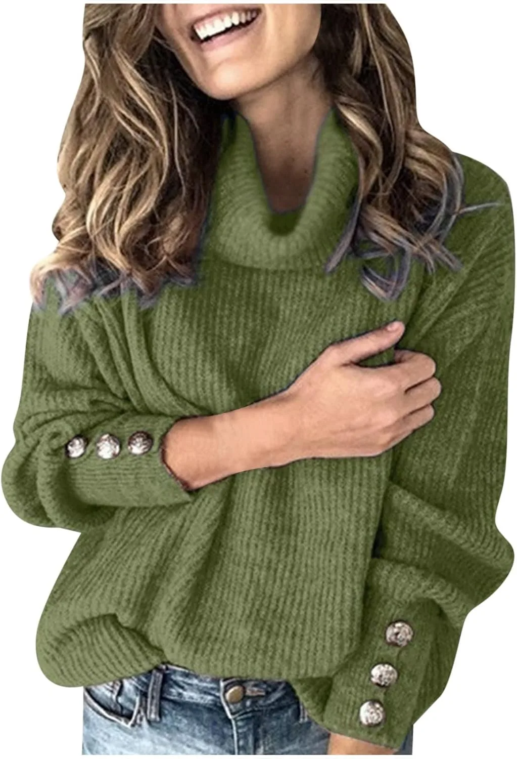 

Зимний свитер-пуловер Plus Size с капюшоном и пуговицами