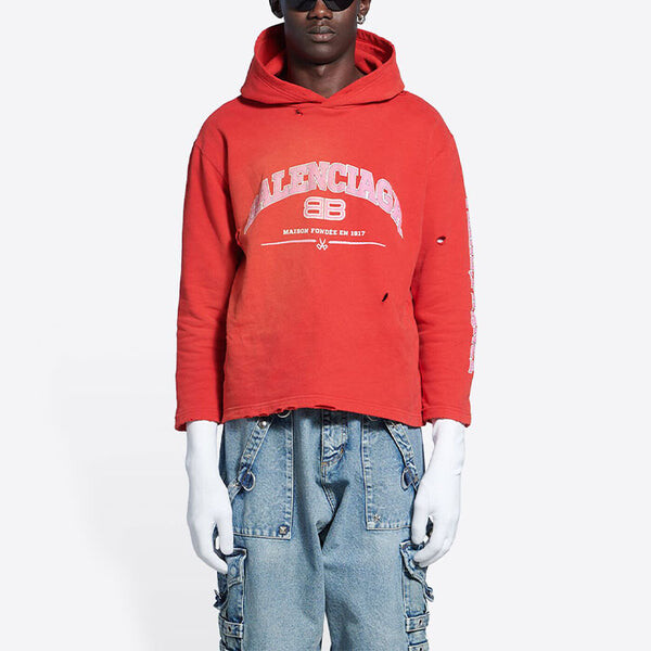 Толстовка maison cropped hoodie 'cardi red' Balenciaga, красный — фото 3