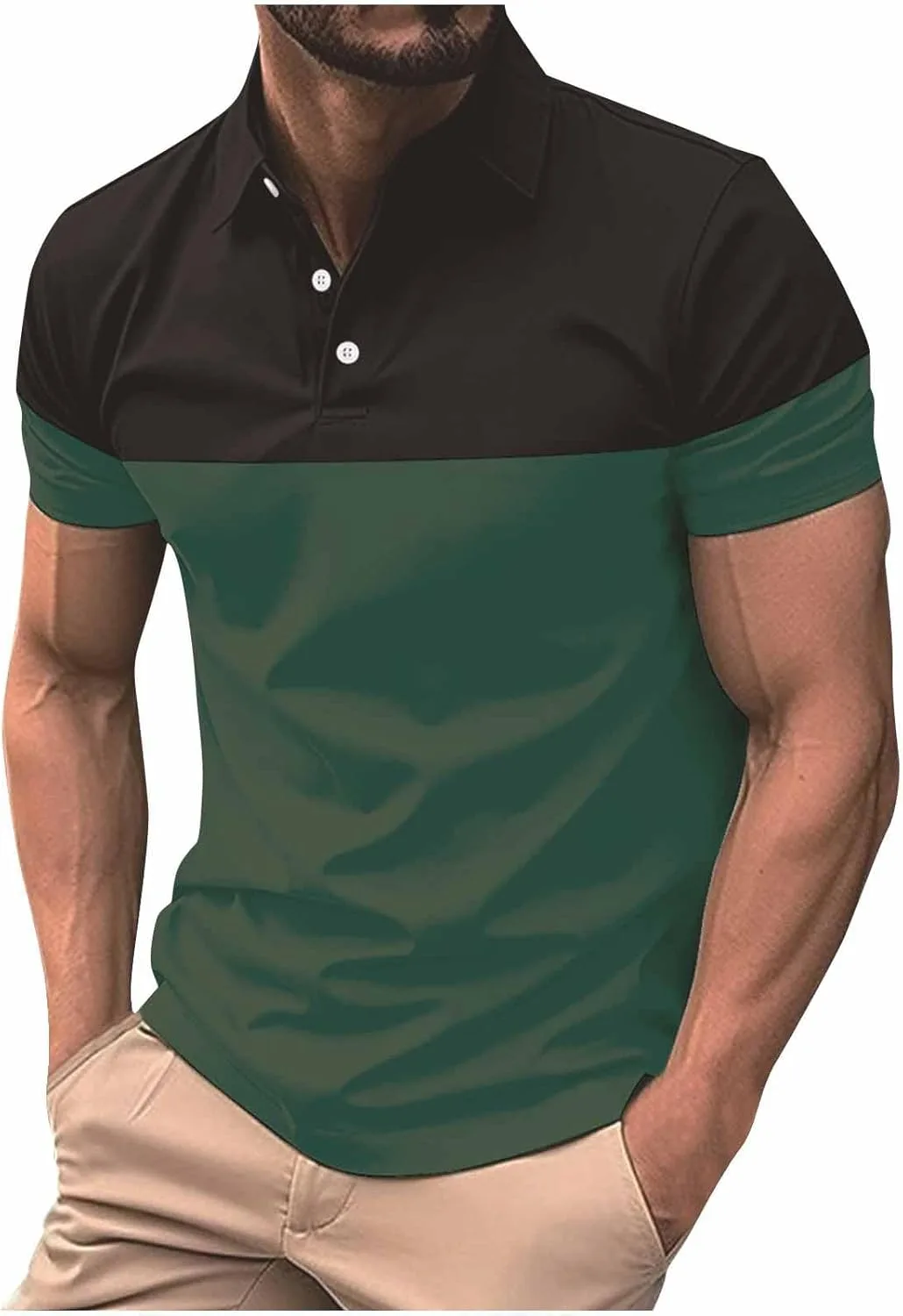 

Мужская поло с коротким рукавом, цветной блок, легкая