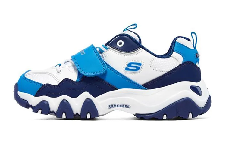 Skechers Kids Детские повседневные кроссовки low top бело-голубые, устойчивые к скольжению и износу