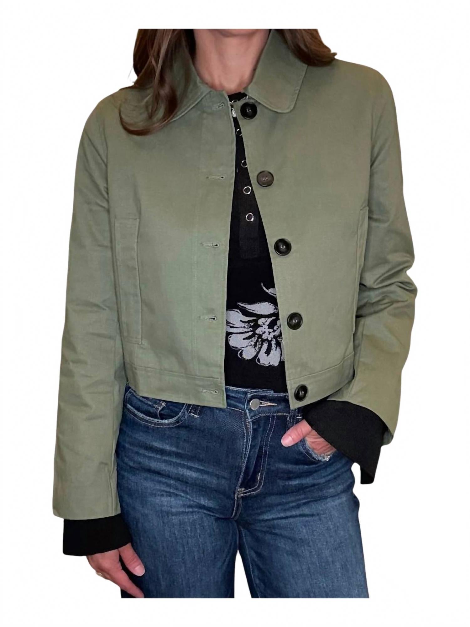 

Укороченная куртка в стиле милитари цвета мох Gigio, Moss