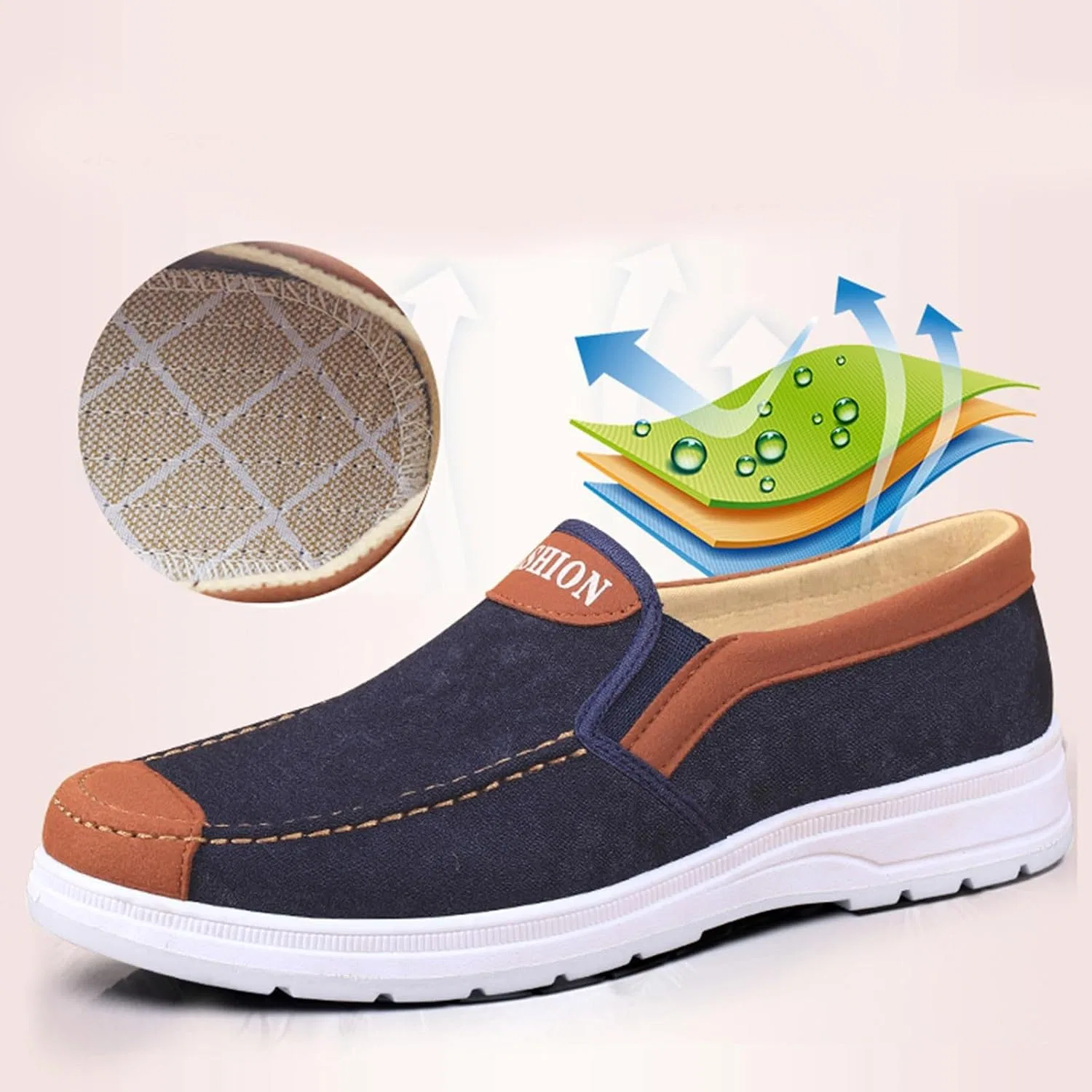 Туфли Crazy Fast Fashion All Season Casual Shoes Men Flat Bottom Non-Slip Fabric Comfortable Elastic Men Shoes Casual Dress Generisch, Blue — фото 3