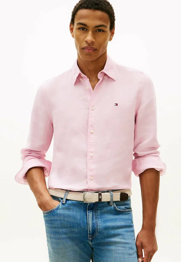 Рубашка прямого кроя из чистого выстиранного материала. Tommy Hilfiger, Classic Pink