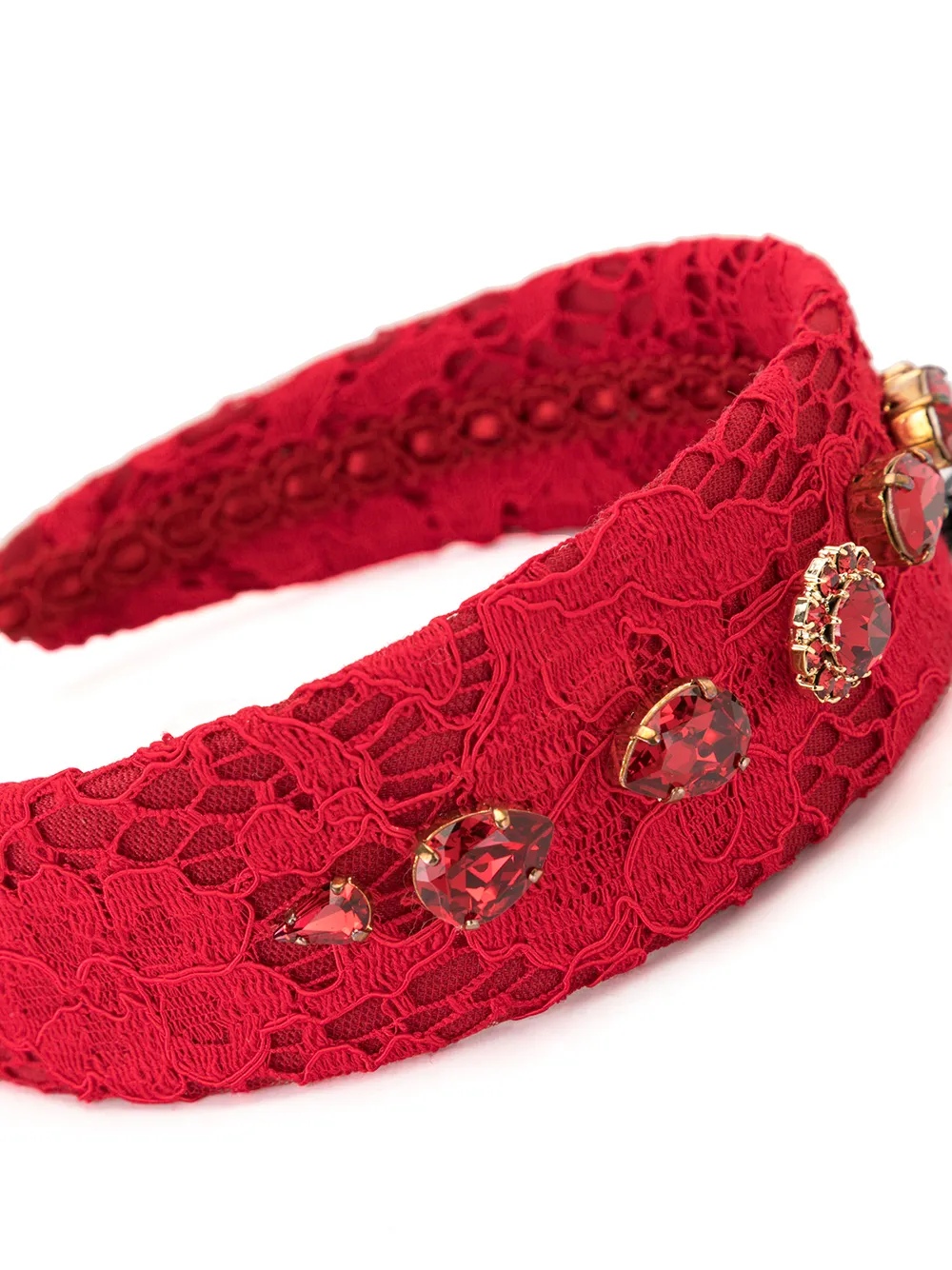 Кружевной ободок с кристаллами Dolce & Gabbana Kids, красный — фото 2