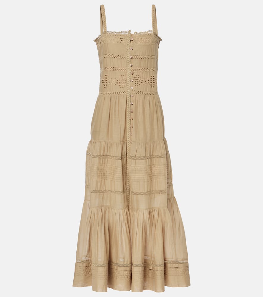 

Божественное макси-платье из хлопка с кружевной отделкой Marant Etoile, Khaki