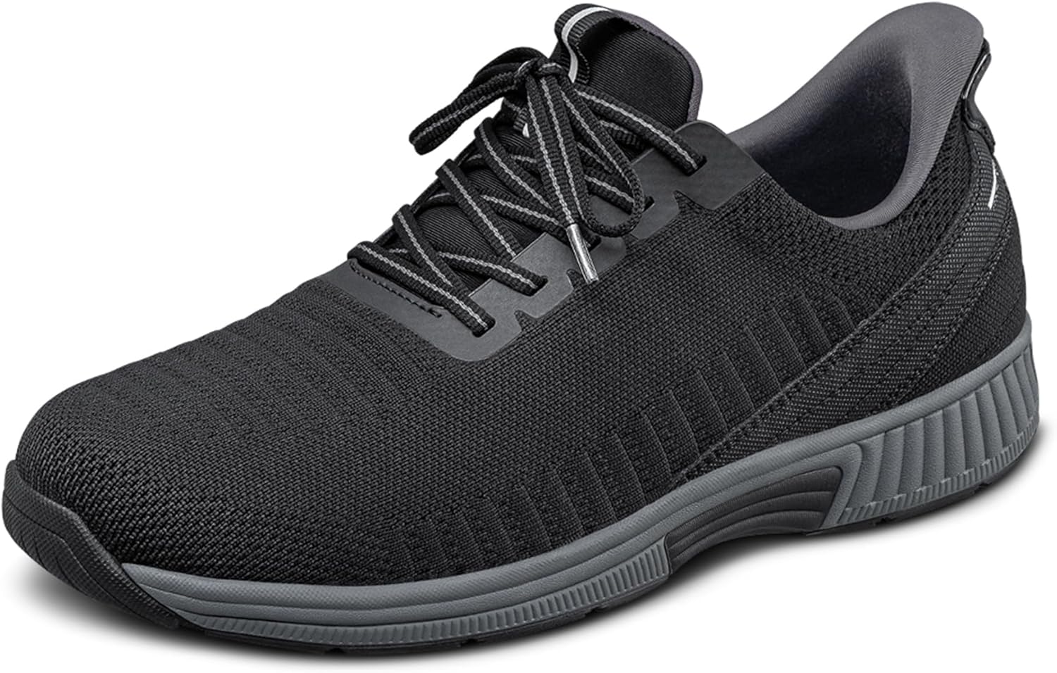 

Мужские ортопедические кроссовки Orthofeet Yari с вязаным верхом и без шнурков, черный/серый