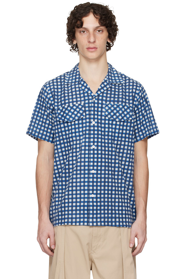 

Рубашка в клетку с набивным рисунком Gingham Drake'S, синий
