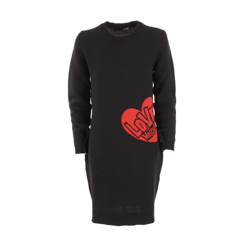 

Шикарное трикотажное платье из смеси шерсти с узором «сердечко» LOVE MOSCHINO