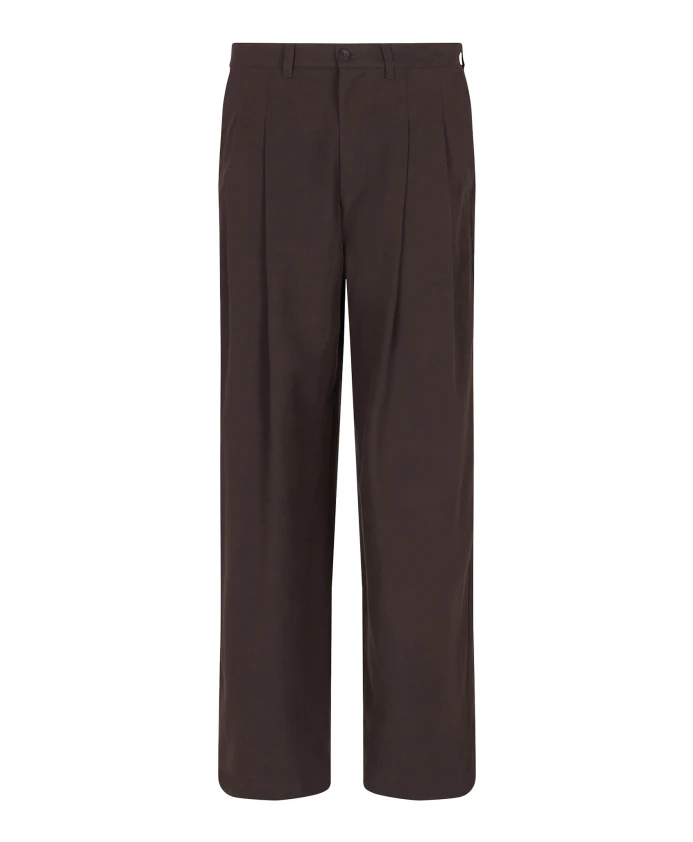 

Коричневые широкие брюки с двойными складками Emporio Armani, коричневый