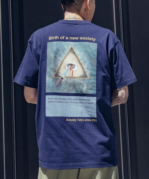 

Футболка с принтом «Новый мировой порядок» Subciety, темно-синий