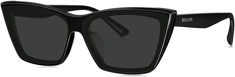 

Женские элегантные модные солнцезащитные очки BOLON в форме «кошачий глаз» с поляризованными линзами, эксклюзивный бренд очков EssilorLuxottica, Gloss Black/Grey Polarized Oversize