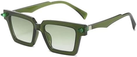 

Квадратные двухцветные солнцезащитные очки для женщин в стиле ретро с заклепками, солнцезащитные очки для мужчин с градиентным переходом цвета MTZJH, Green Green Gradient