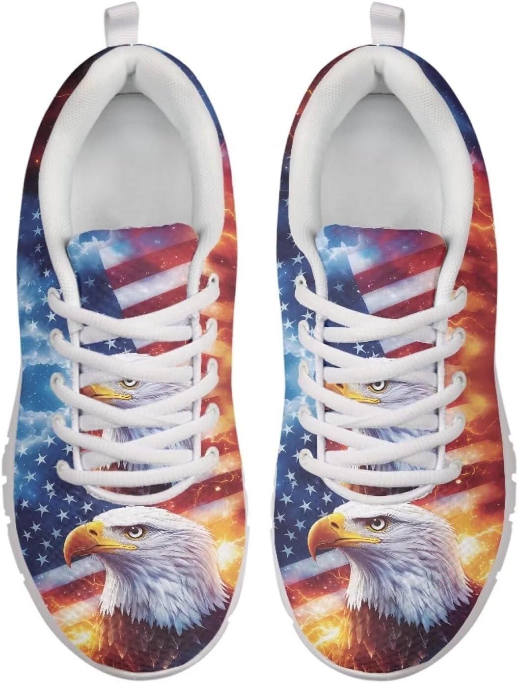 

Кроссовки Belidome для ходьбы и бега для женщин и мужчин, легкие, дышащие, с противоскользящей подошвой для повседневной носки и тренировок, Usa Flag Eagle Lightning