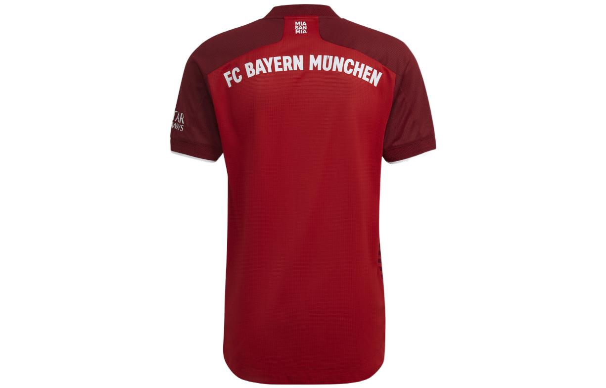 Джерси Men's adidas Bayern Munich 21/22 Home Stripe Printing Alphabet Pattern V Neck Short Sleeve Soccer/Football Jersey Red — фото 2