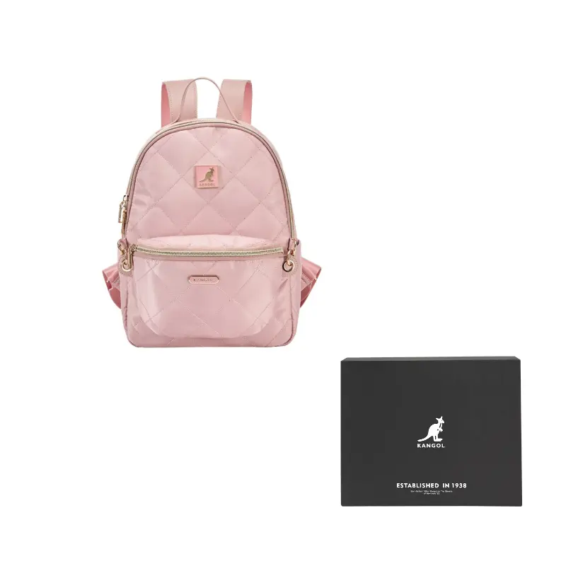 

KANGOL Тканевый рюкзак с алмазным узором для женщин крупный разноцветный, Pink (Backpack+Small Bag)