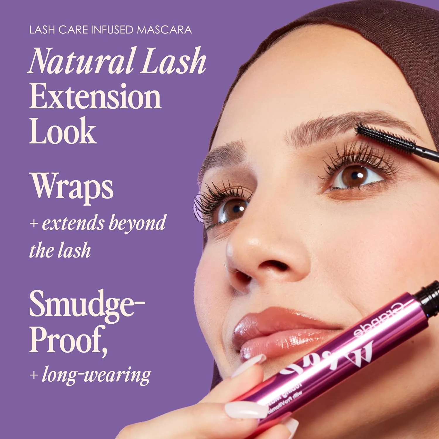 Grande Cosmetics GrandeWRAP Tubing Mascara - наращиваемый объем и длина, подъем, завивка и разделение ресниц, устойчивость к размазыванию, легкая формула, без осыпания, стойкость на весь день, легкое снятие, с провитамином B5 - Black, Black — фото 3