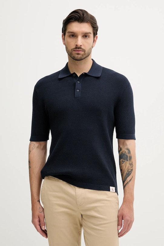 

Хлопковая поло Calvin Klein Jeans, темно-синий