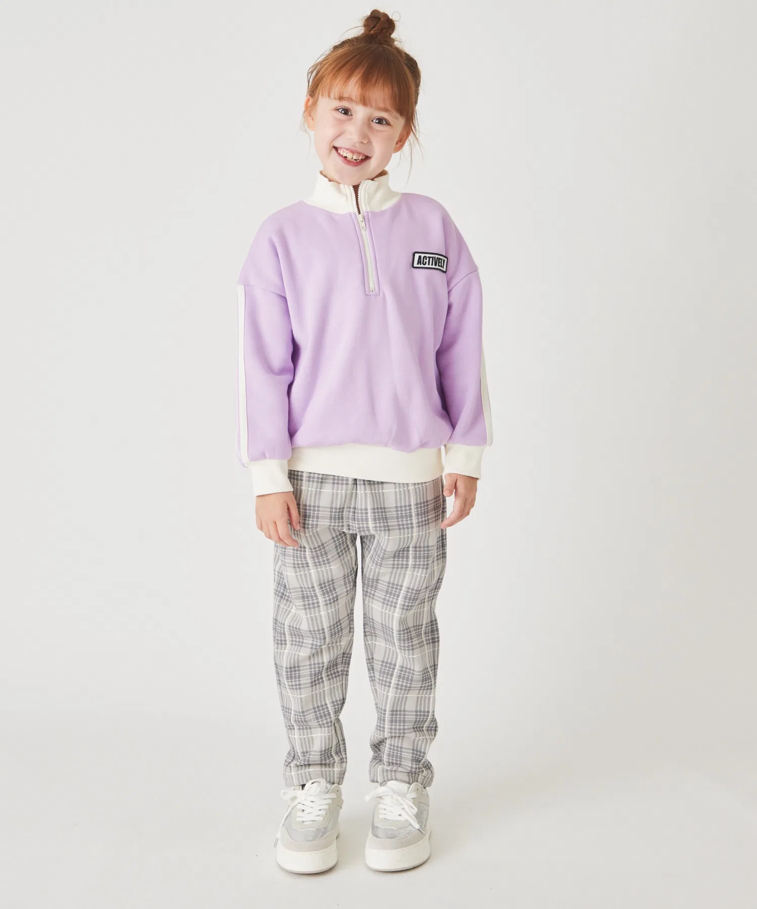 Детские брюки с начёсом ever closet Анkle Tapered с узором коричневые — фото 2