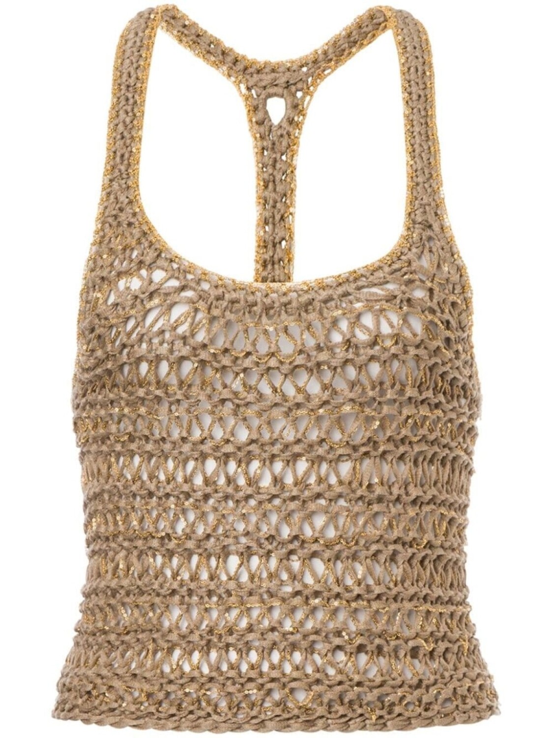 

Льняной топ с цепочками Alberta Ferretti, коричневый