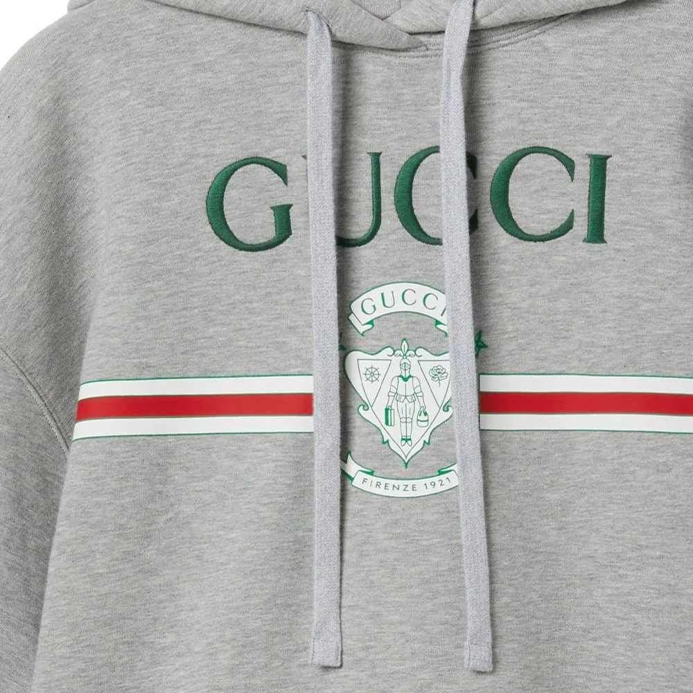 

Худи с коротким рукавом и вышитым логотипом GUCCI, серый