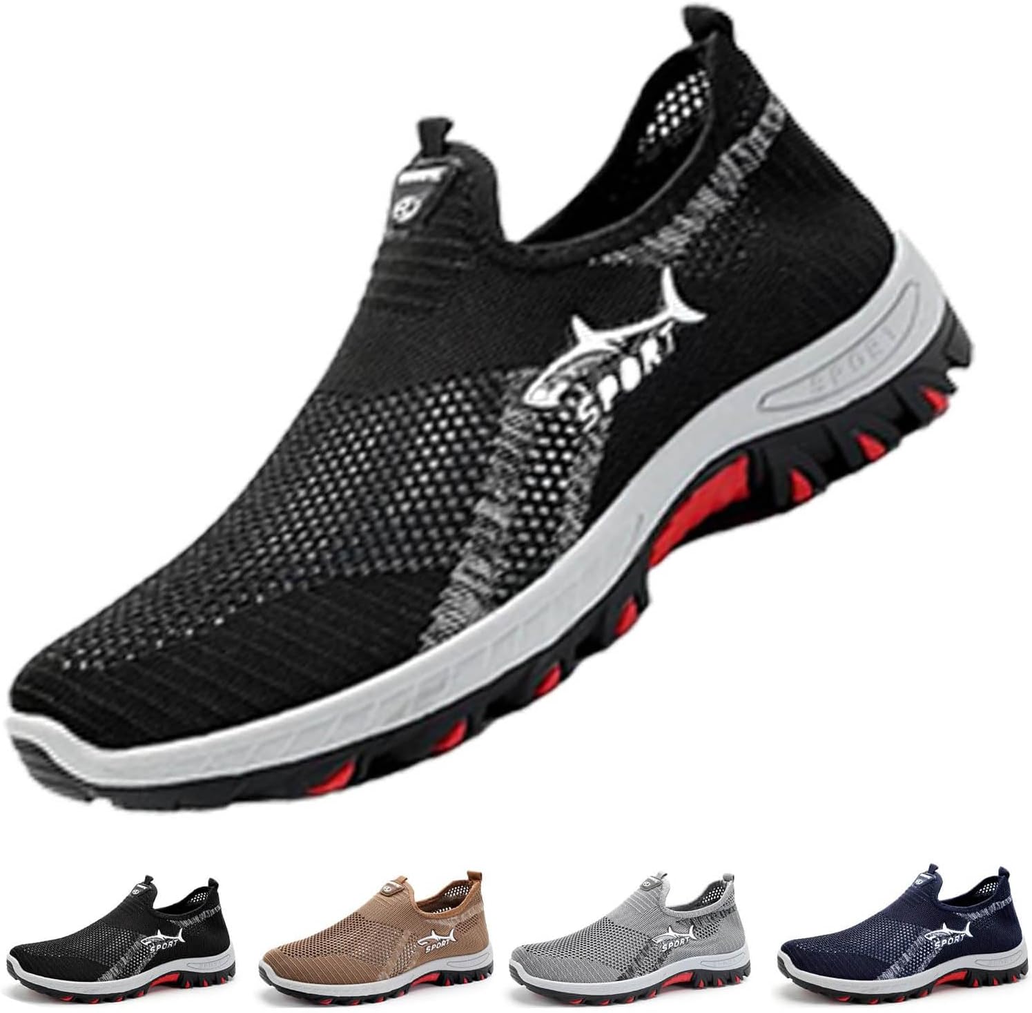 

Кроссовки Jar-V Cooling Comfort, слипоны с дышащей сеткой и мягкой подошвой, мужские ортопедические, летние повседневные прогулочные обувь Generic, черный