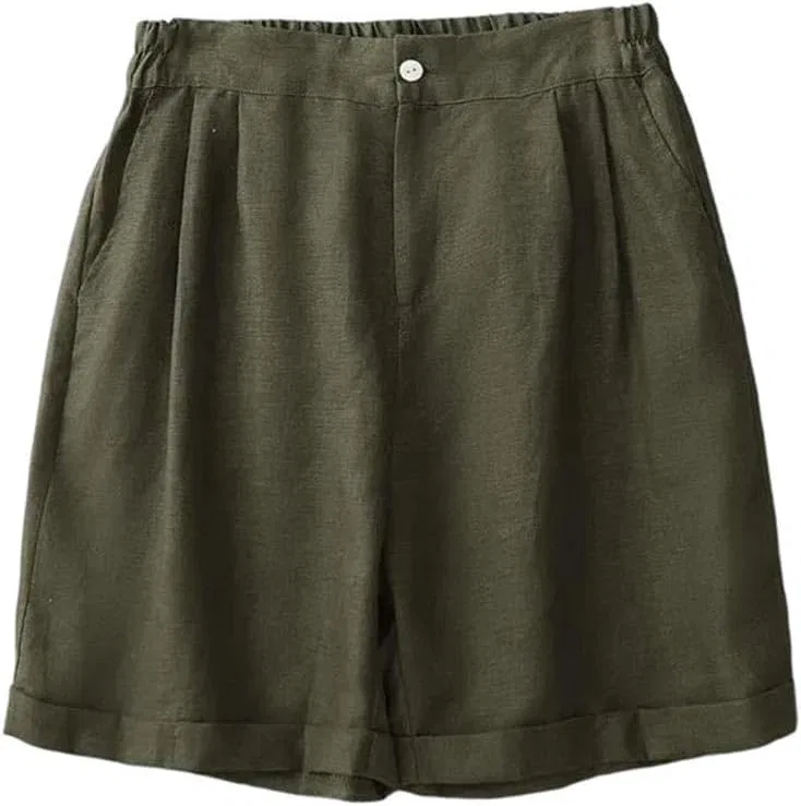 Шорты женские A-line из хлопка и льна, Army En8