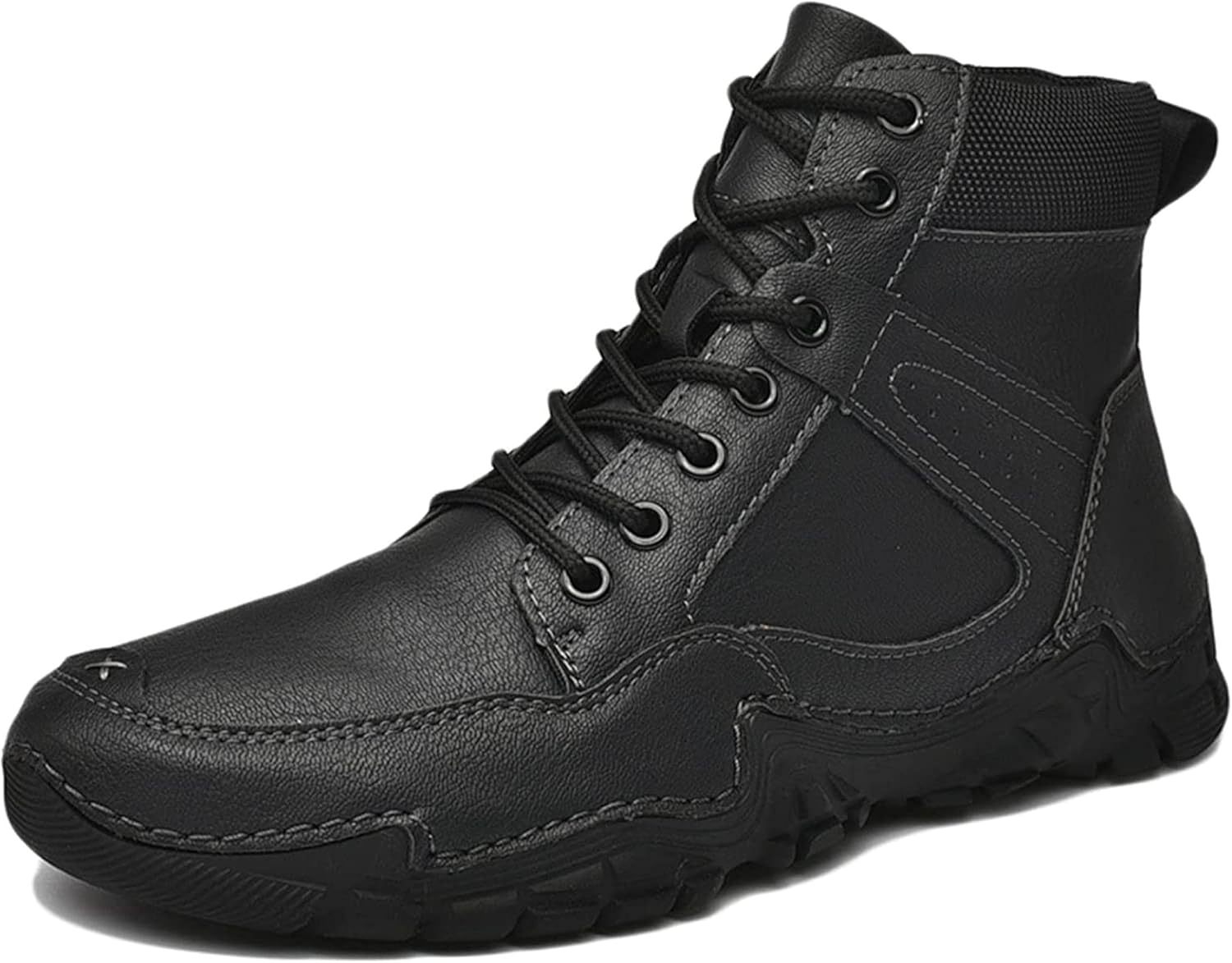 

Мужские ботинки Yiozoi с шнуровкой, круглым носком, утепленные, на осень, для походов, черный