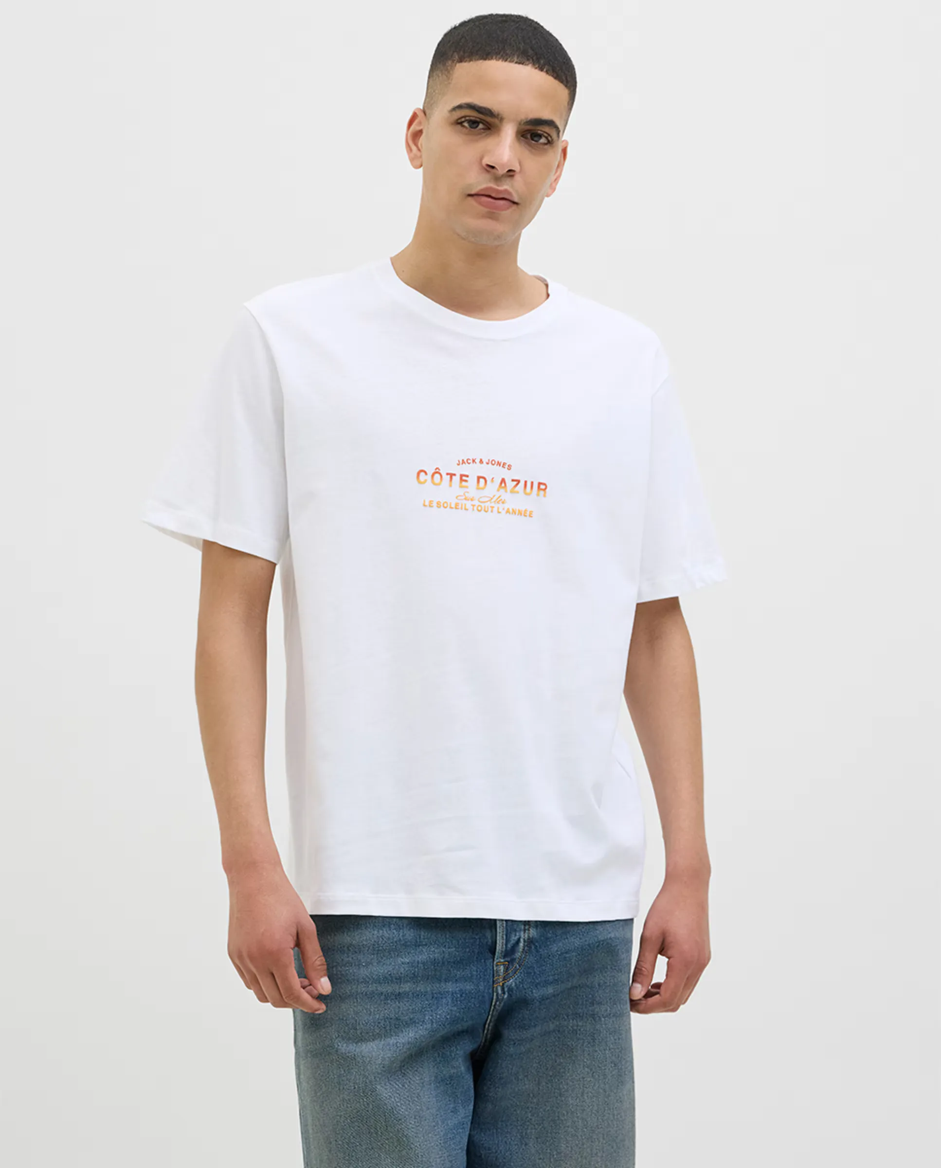 

Мужская футболка с коротким рукавом и принтом спереди Jack & Jones, белый