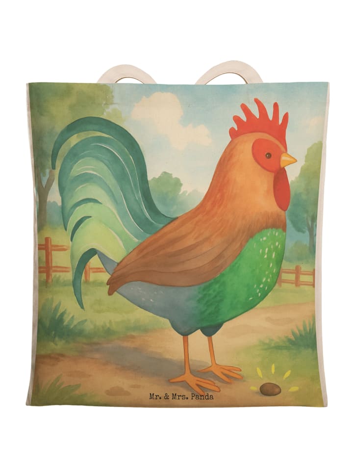 

Сумка через плечо с изображением петуха и зерна, без слогана, белого цвета Mr. & Mrs. Panda