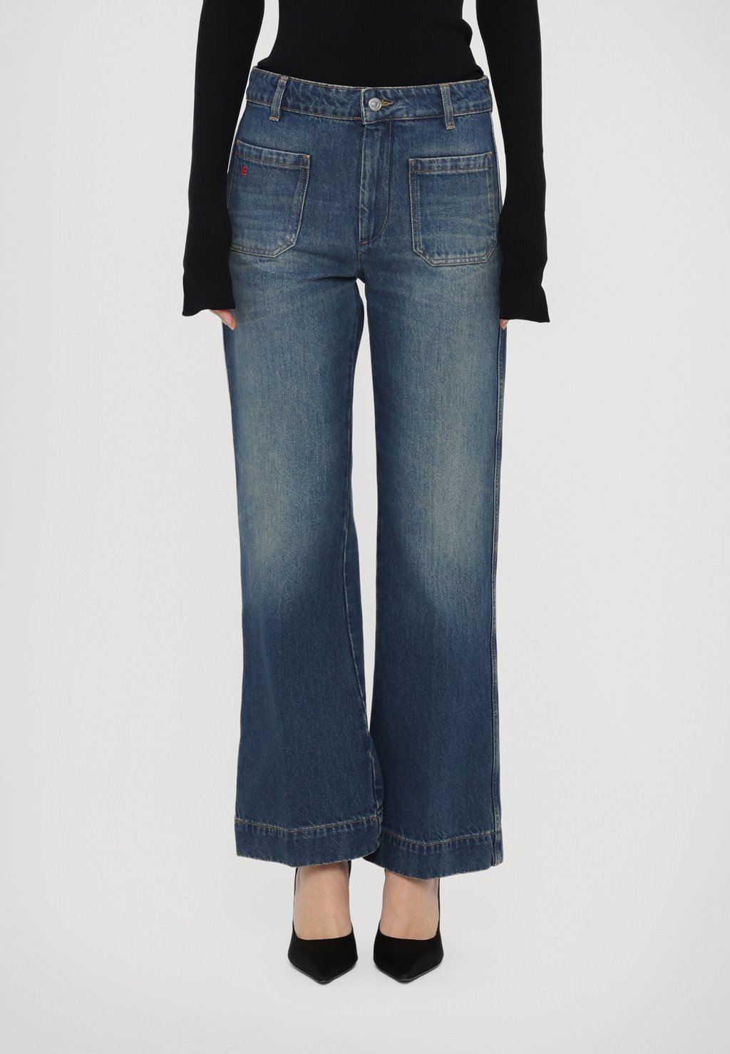 

Джинсы прямого кроя CROPPED KICK ALINA Victoria Beckham, цвет Heavy Vintage Indigo