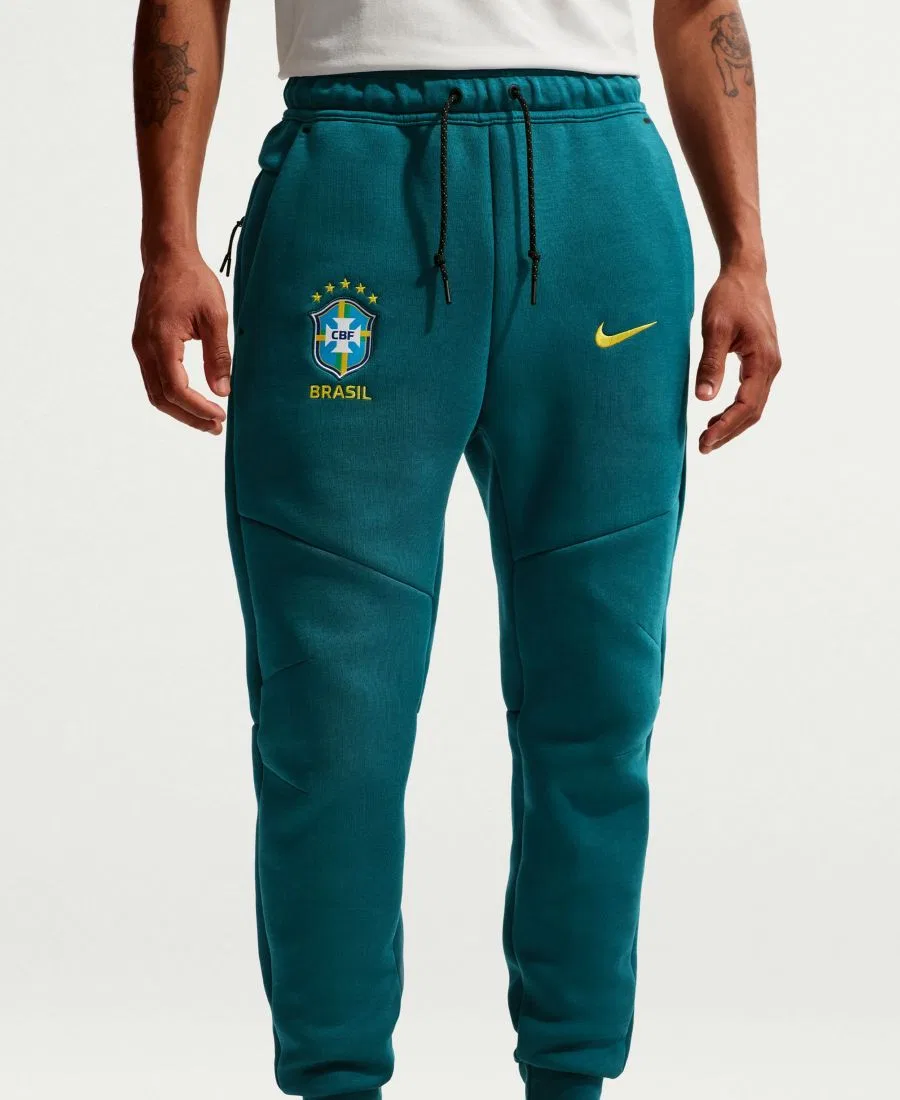 Спортивные брюки из флиса Brazil Soccer Tech Nike, бирюзовый/золотой — фото 2