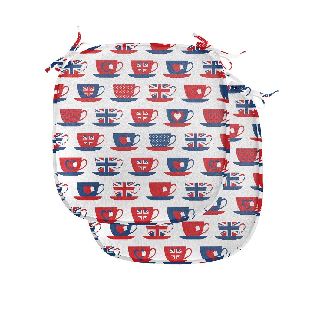 

Подушки на обеденный стул ABAKUHAUS Tea Party, британские чайные чашки, декоративная водонепроницаемая подушка с ремнями для кухонных сидений, 40 см x 40 см — упаковка из 2 шт., ярко-синий темно-синий