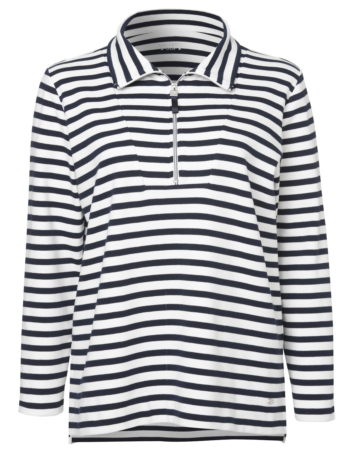 

Толстовка VIA APPIA DUE Shirt Zeitloses mit gestreiftem Allover Muster, цвет ecru/marine