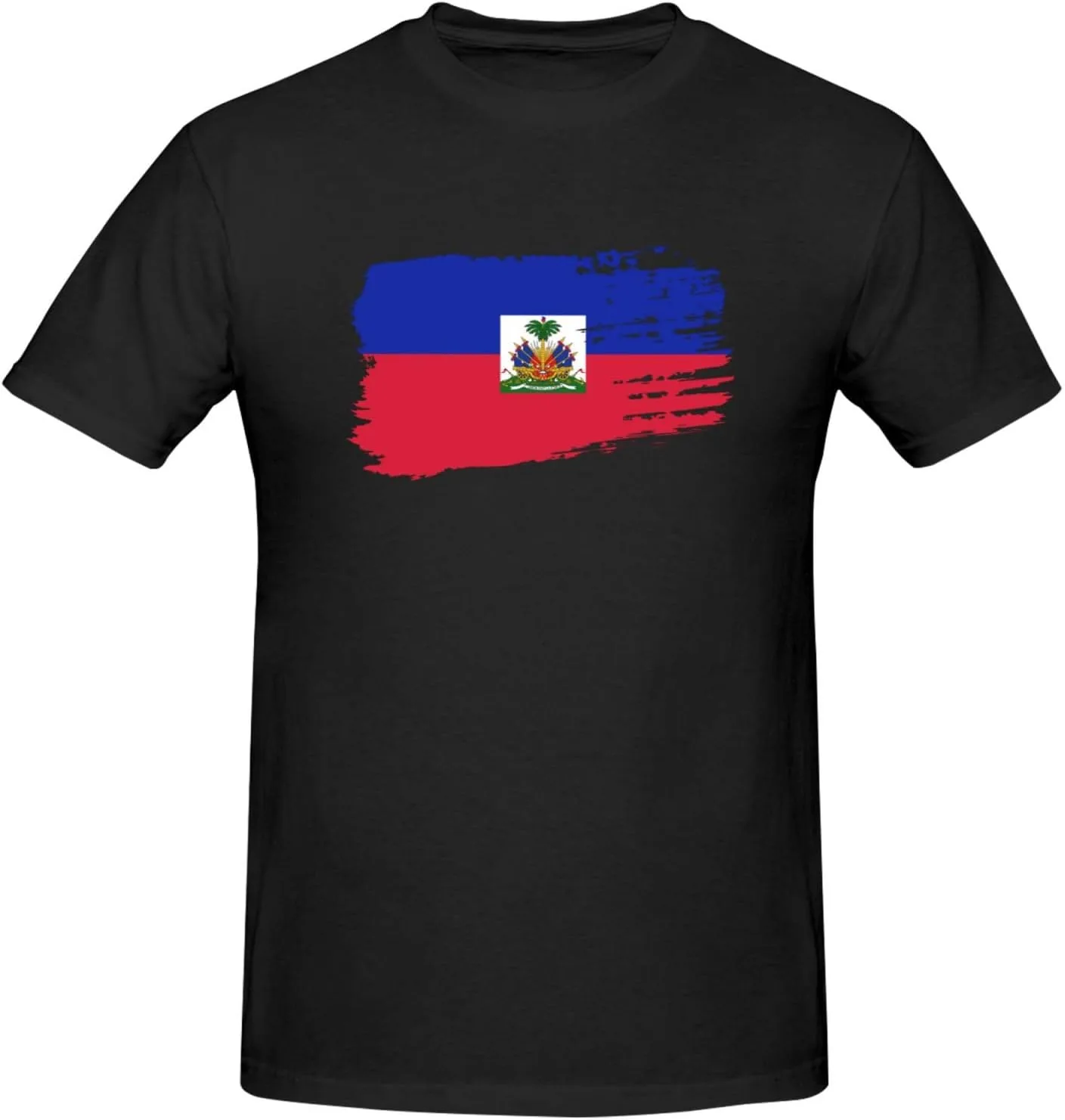 Футболка Haiti с коротким рукавом, мужская, уличный стиль, хлопковая, повседневный топ Generic, черный — фото 4