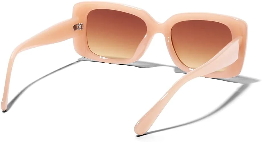 

Женские солнцезащитные очки ShadyVEU в стиле ретро-модерн с толстой модной квадратной оправой и градиентными линзами UV400, Beige Frame / Brown Gradient Lens