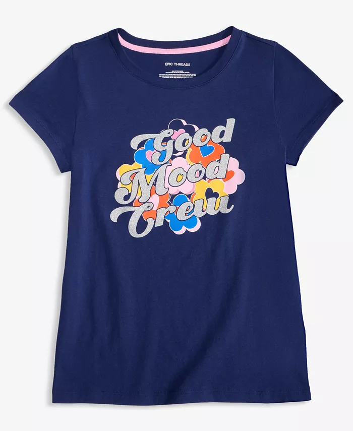 

Футболка с принтом Good Mood для девочек Little & Big Epic Threads, синий