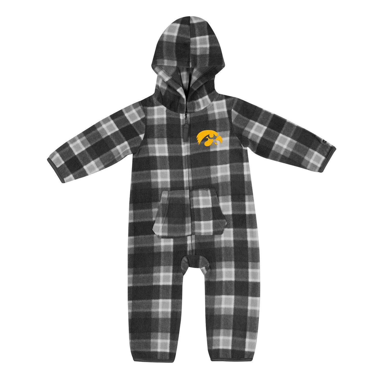 

Черный/серый джемпер с капюшоном в клетку Infant Colosseum Iowa Hawkeyes Farays и молнией во всю длину Colosseum
