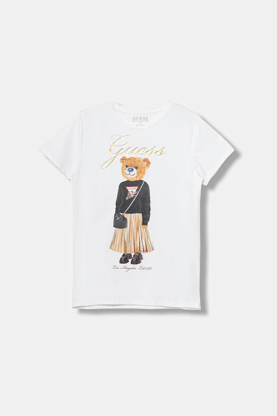 

Детская хлопковая футболка Guess, белый