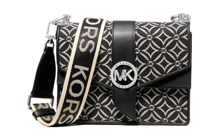 

MICHAEL KORS Зеленый тканевый конверт Сумка через плечо маленькая женская черно-белая