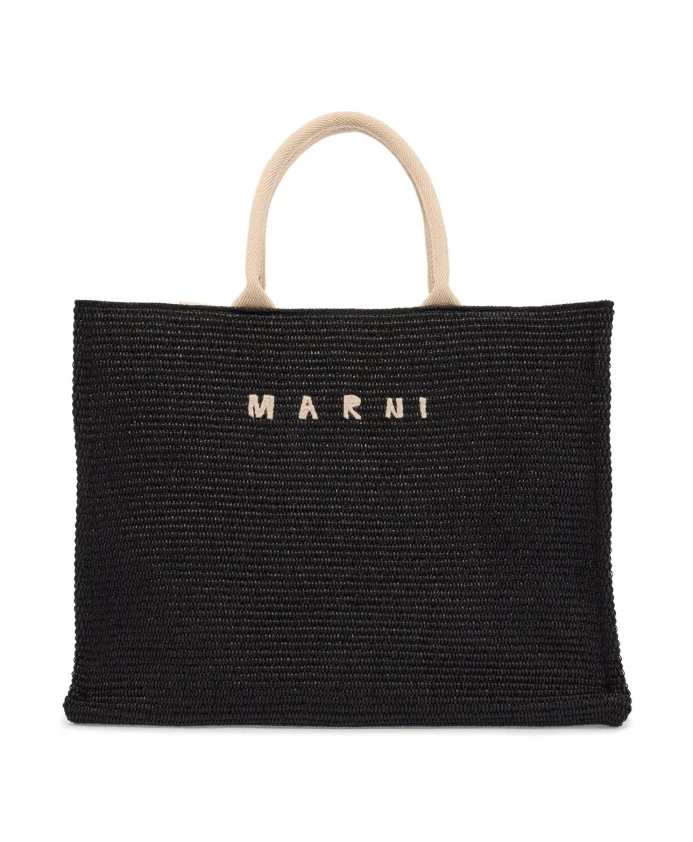 

Сумка-Тоут с эффектом рафии Marni, черный